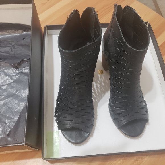 Dune London leather black bootie sandals black size 36 in excellent condition - Picture 3 of 6